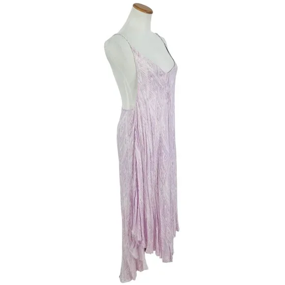 Free People Lilac Flowy Asymmetrical Midi Slip Dress | Balletcore Boho Coquette - Picture 5 of 16